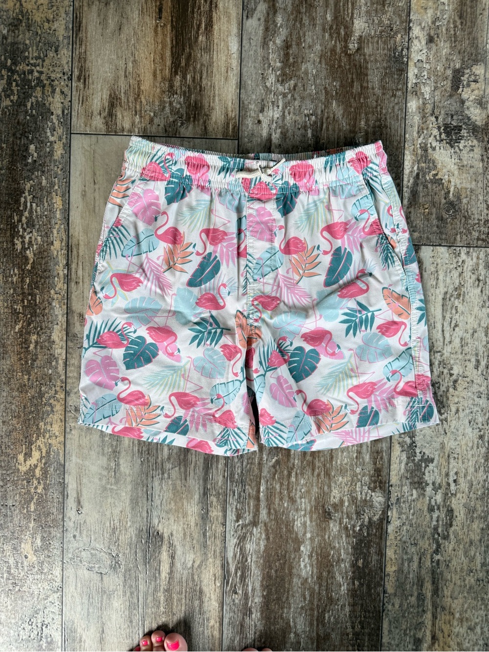 2 for $15 sale: RSQ tropical foliage Friendly Flamingo 5" Swim Shorts/ trunks -